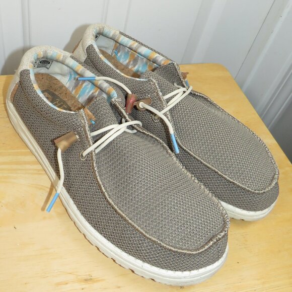 Hey Dude Men's Wally Stretch Knit Walnut Brown Shoes Men's Size 12 - Picture 1 of 7